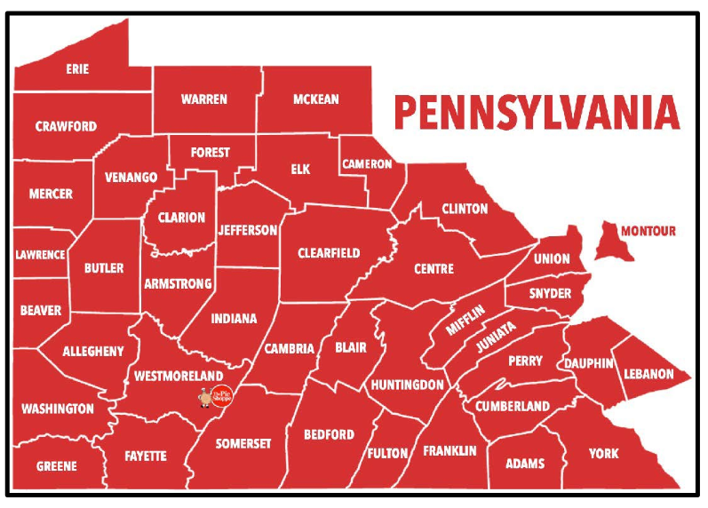 Pie Shoppe Fundraising delivery area map